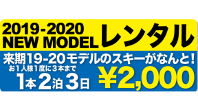 タナベスポーツ　19/20ニューモデルスキー レンタル